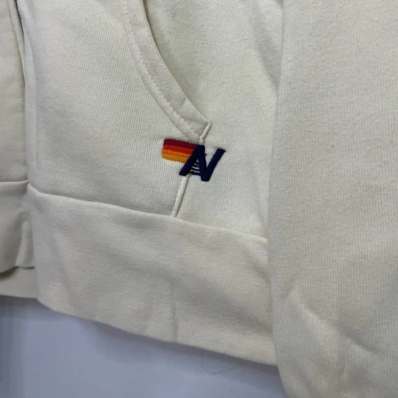 Aviator Nation Cream Zip Hoodie with Rainbow Stripes - Picture 4 of 14